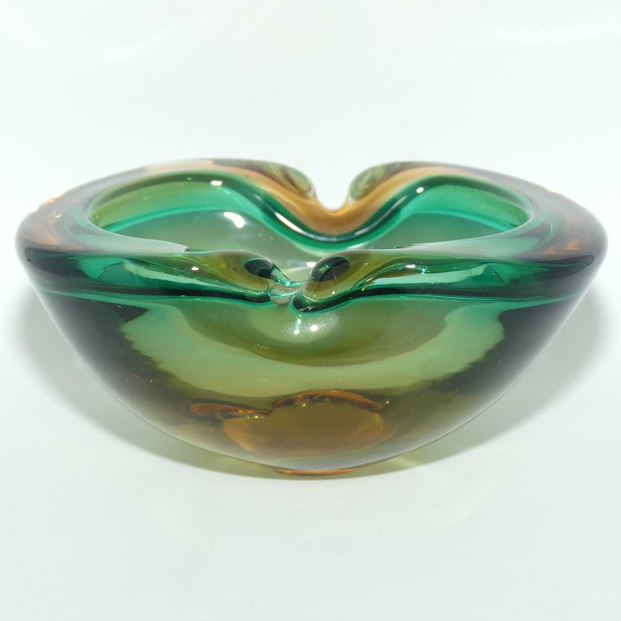 Murano Glass Geode Bowl | Amber Green Clear