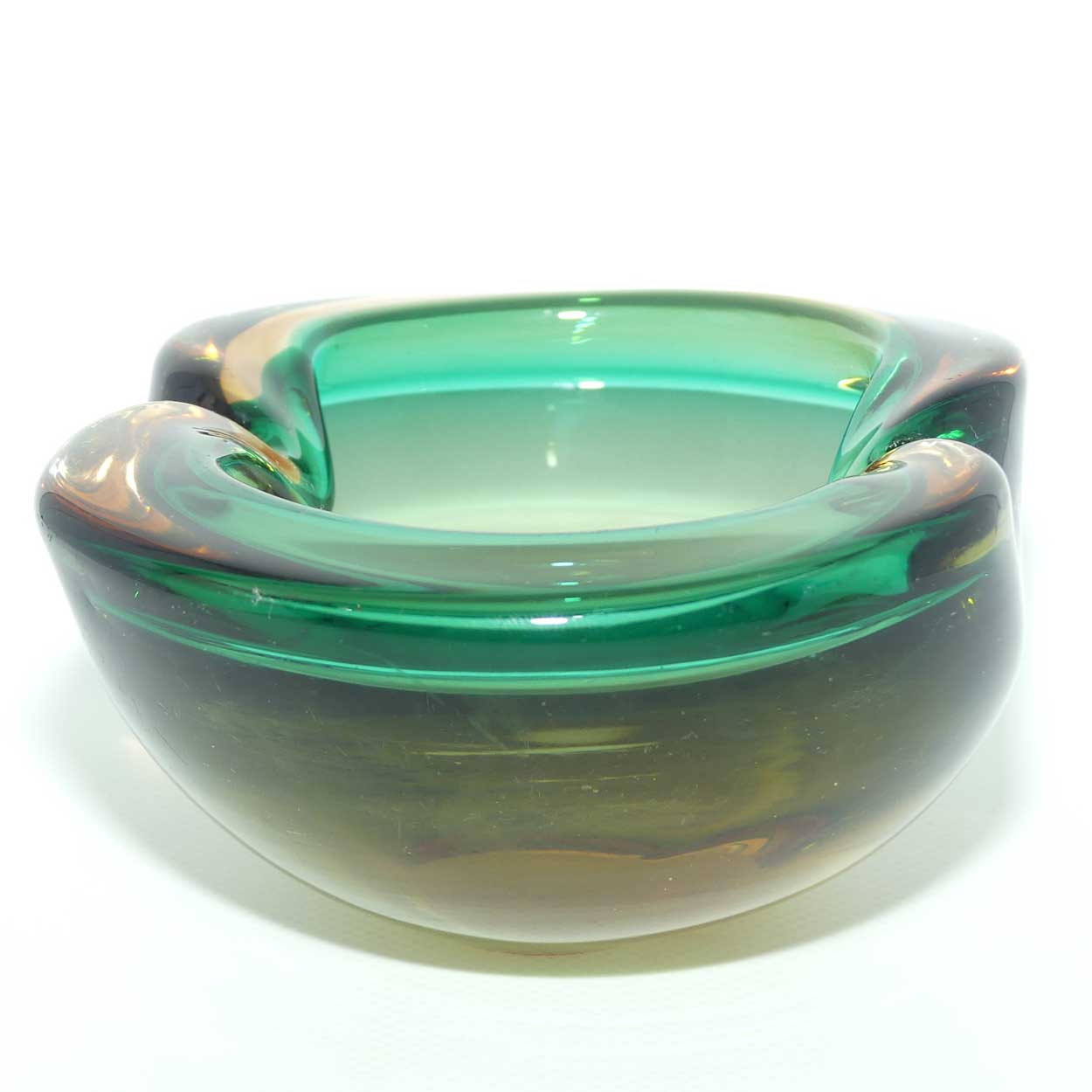 Murano Glass Geode Bowl | Amber Green Clear