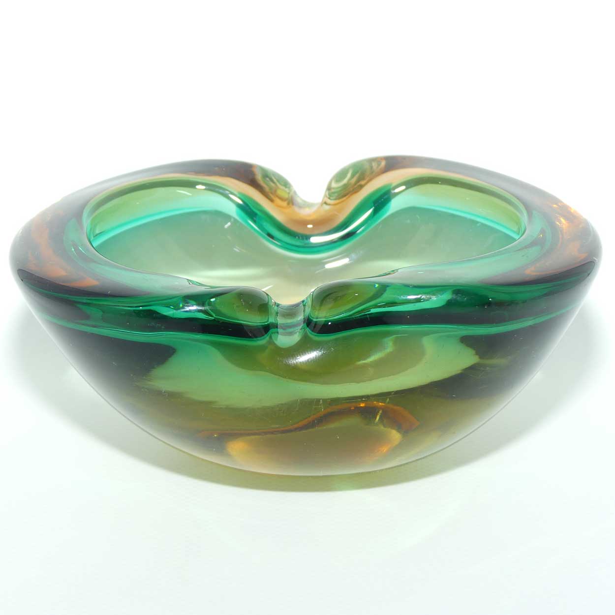 Murano Glass Geode Bowl | Amber Green Clear