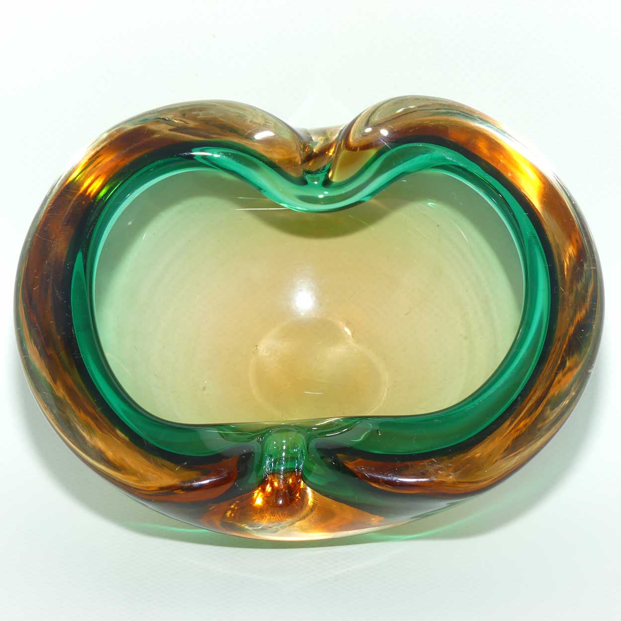 Murano Glass Geode Bowl | Amber Green Clear