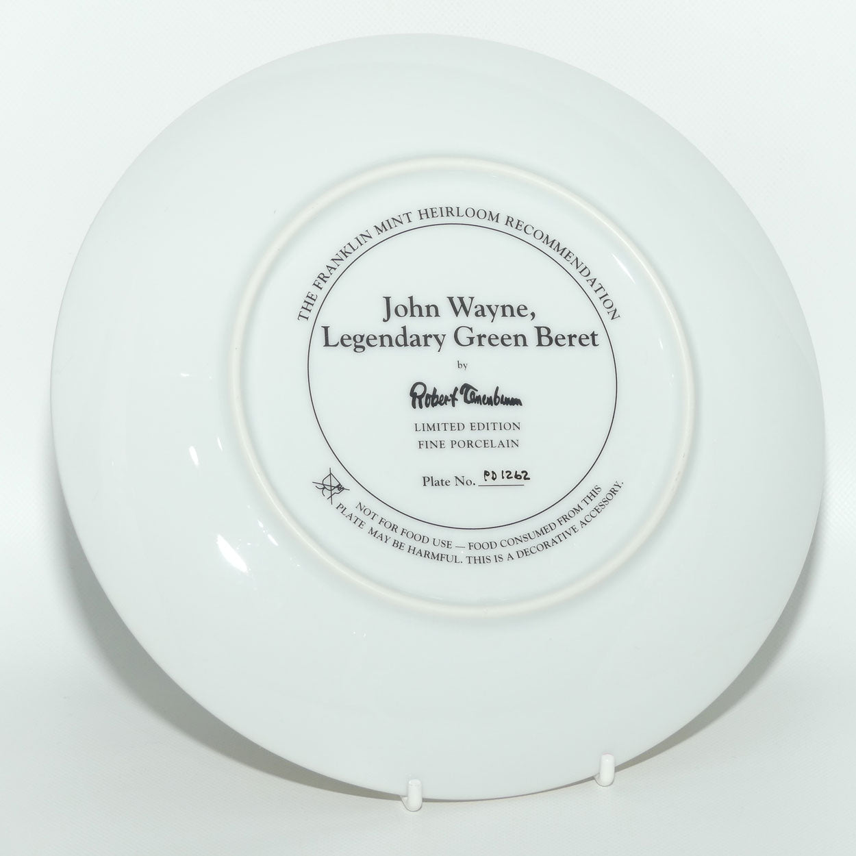 Franklin Mint Heirloom plate | John Wayne | Legendary Green Beret + Cert