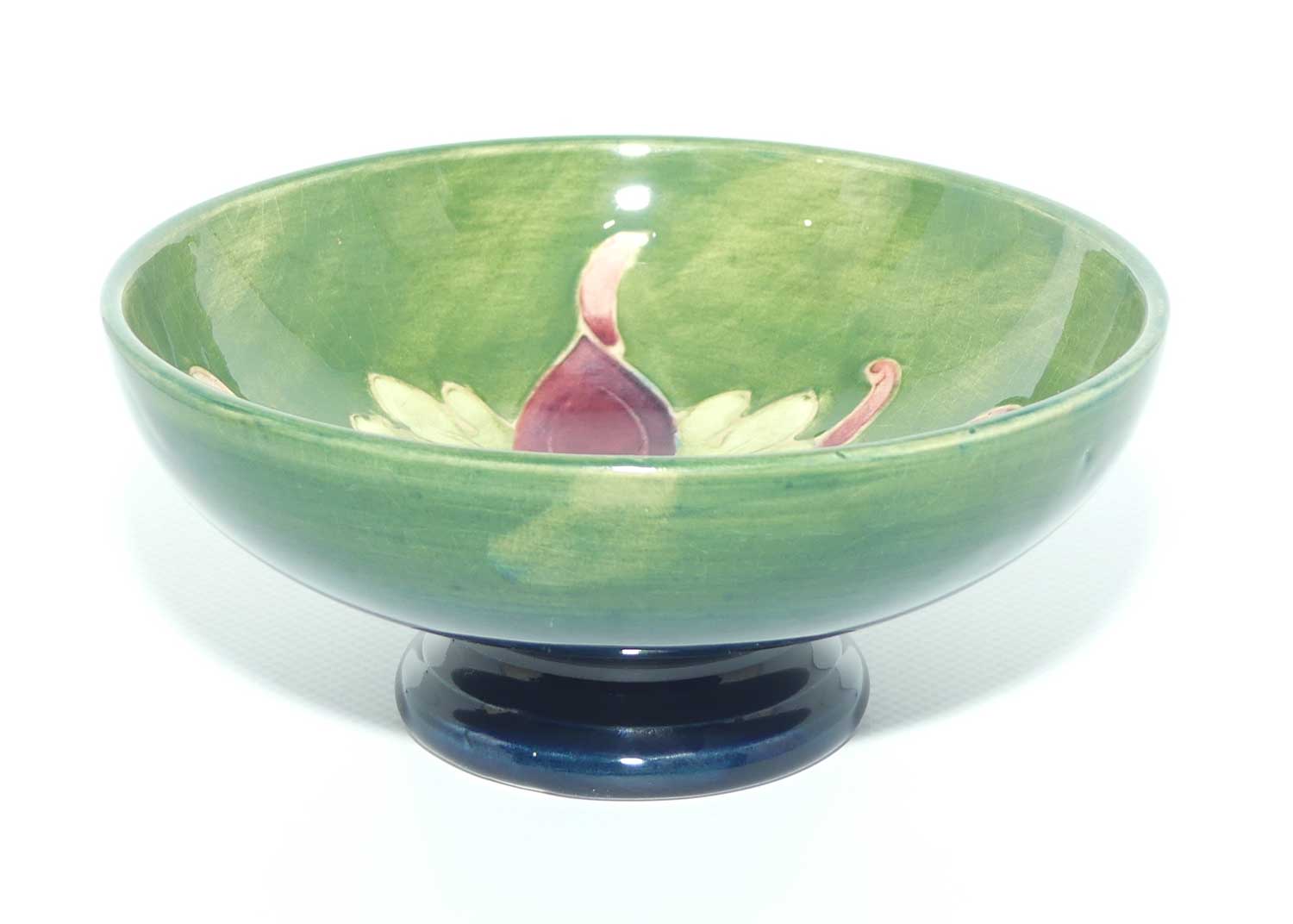 Walter Moorcroft Columbine footed bowl | 14cm | Green to Blue ground