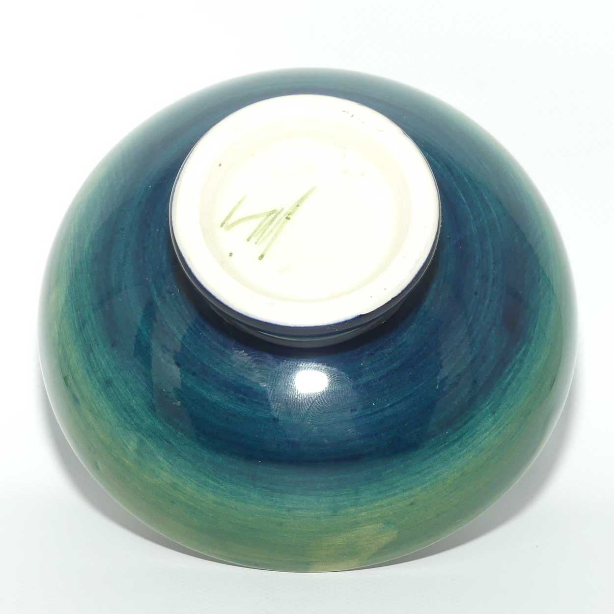 Walter Moorcroft Columbine footed bowl | 14cm | Green to Blue ground