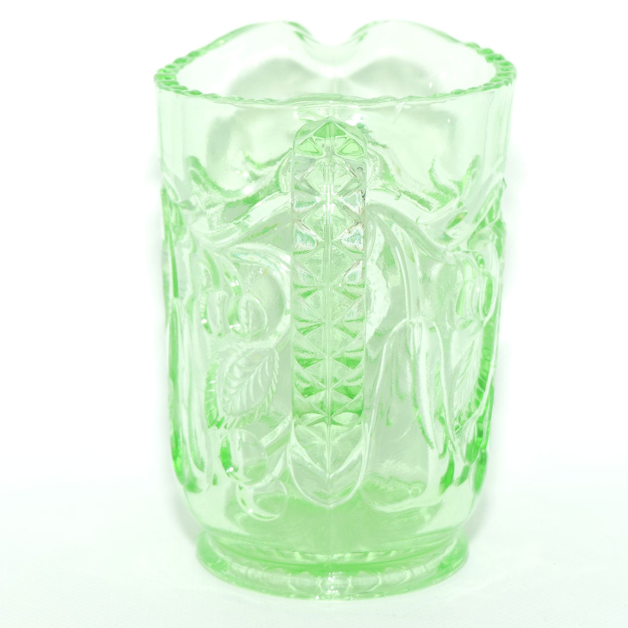 Crown Crystal Glass Fruit series milk jug | Uranium glass