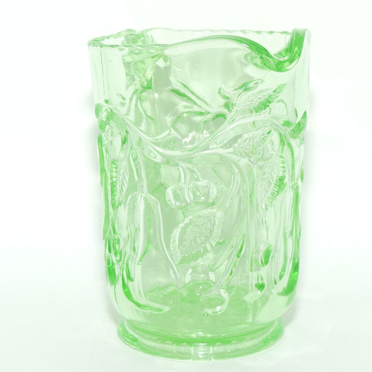 Crown Crystal Glass Fruit series milk jug | Uranium glass