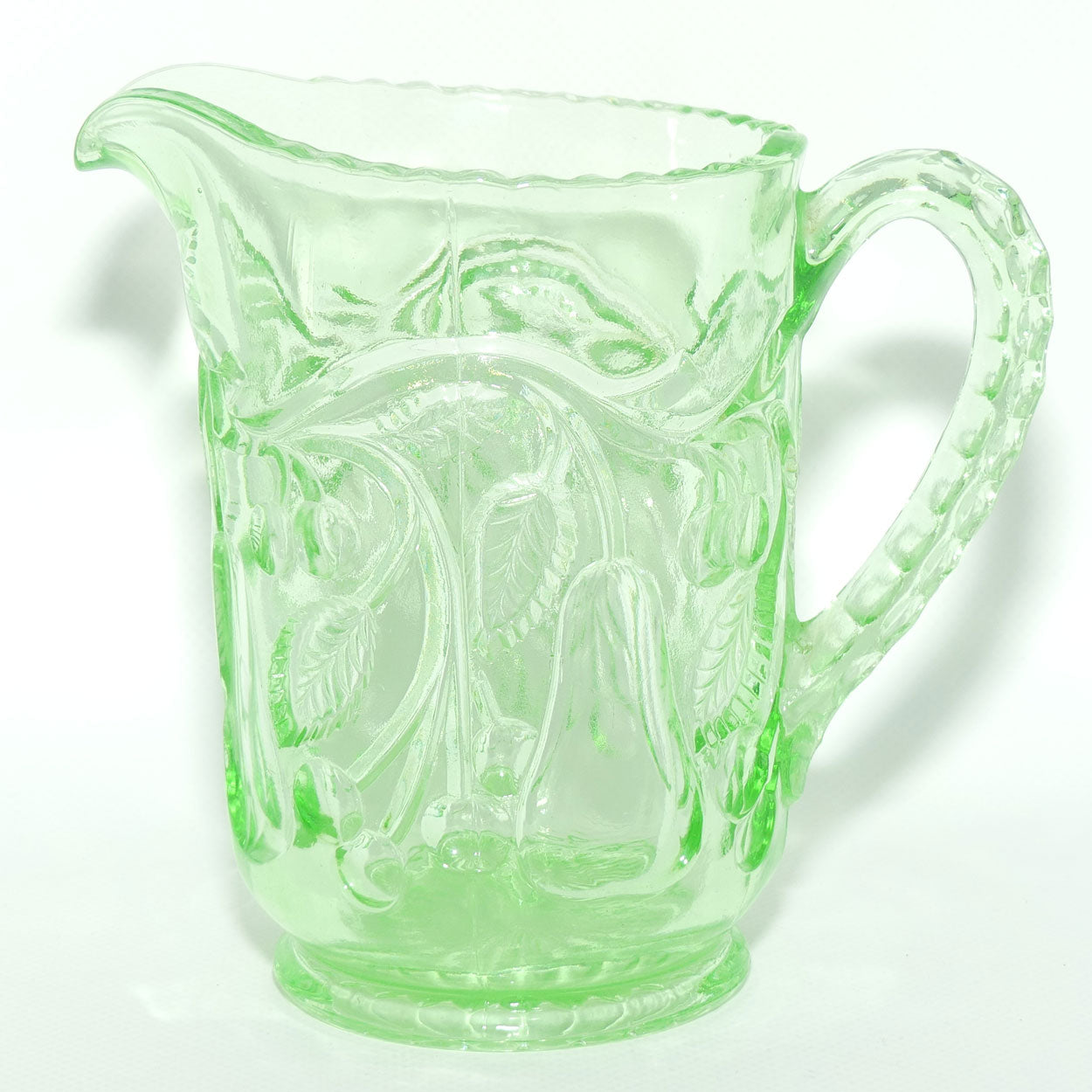 Crown Crystal Glass Fruit series milk jug | Uranium glass