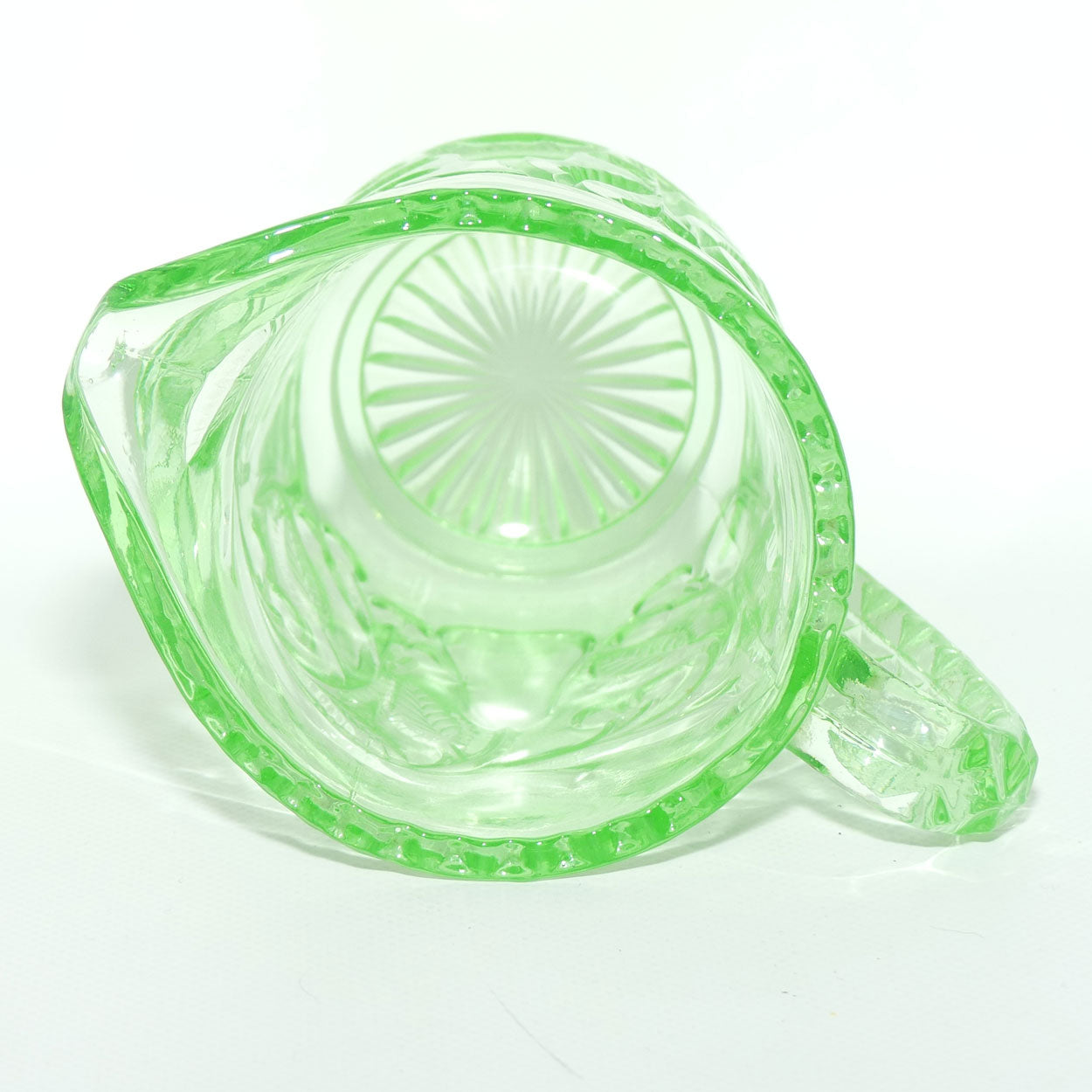Crown Crystal Glass Fruit series milk jug | Uranium glass