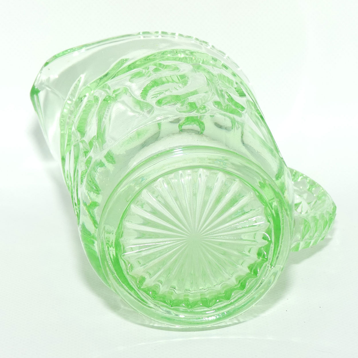 Crown Crystal Glass Fruit series milk jug | Uranium glass