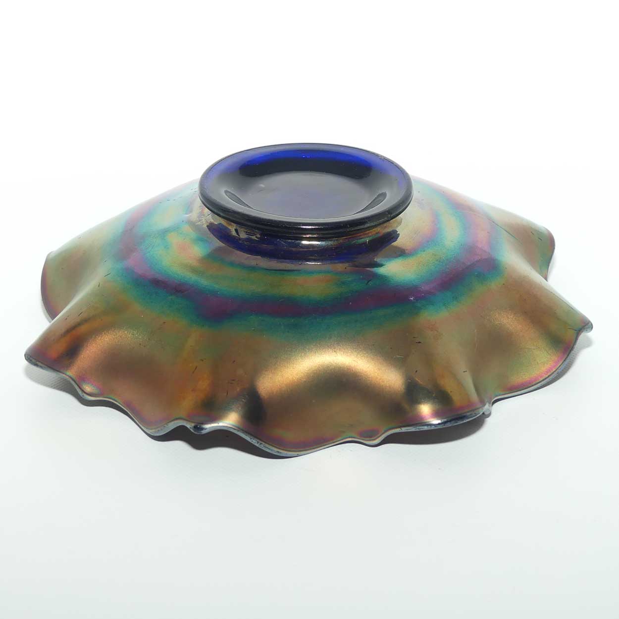 Fenton Green Carnival Glass Grape and Vine bowl