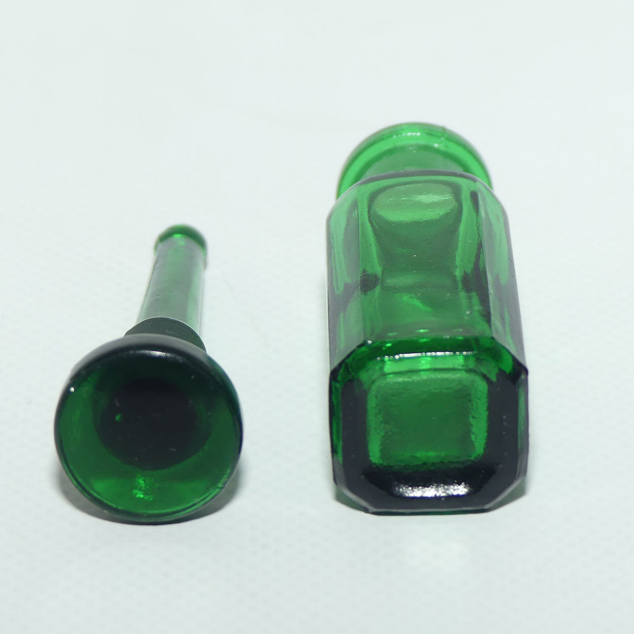 Victorian era Green Glass Perfume Bottle with applicator