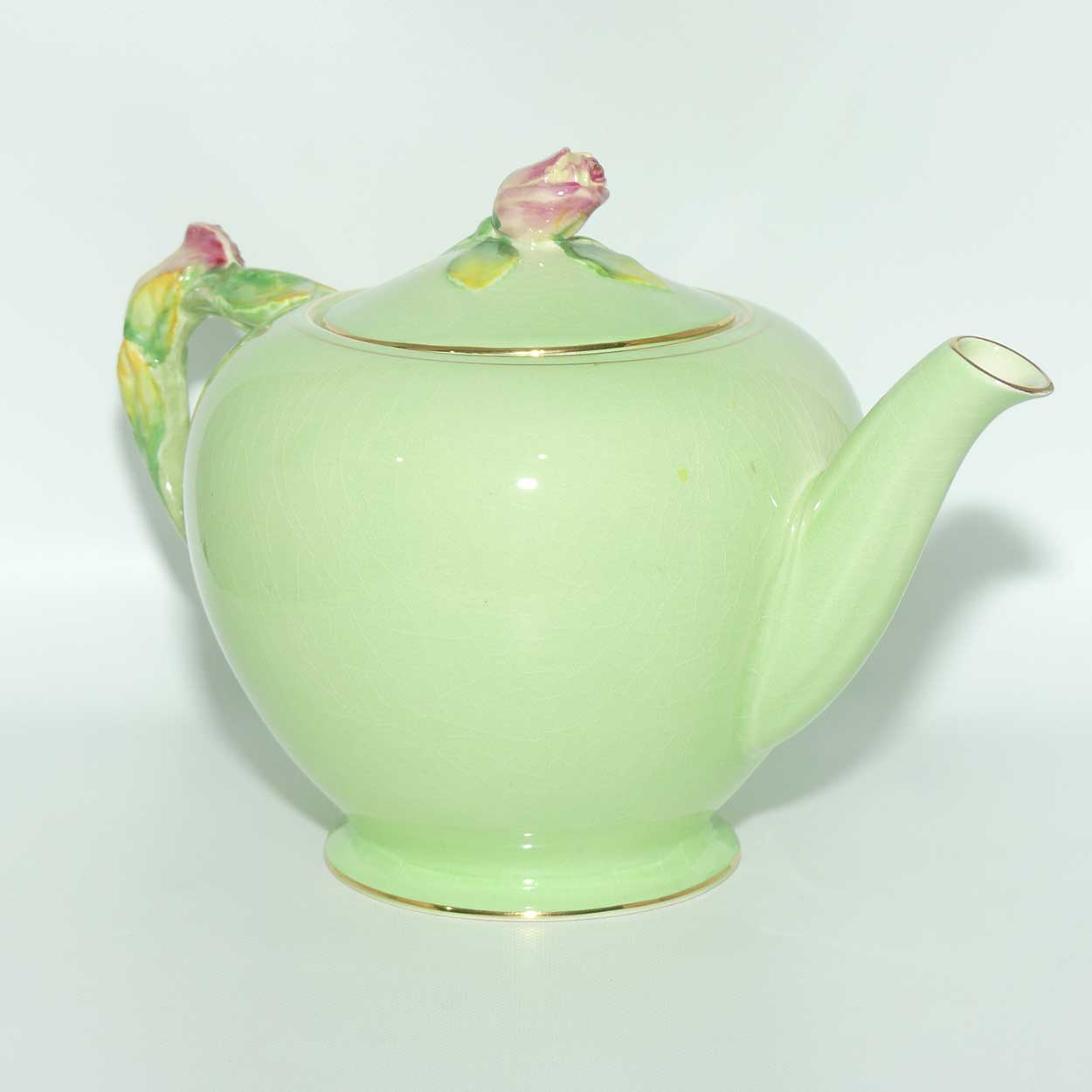 Royal Winton Rosebud teapot | Full size | Green Body