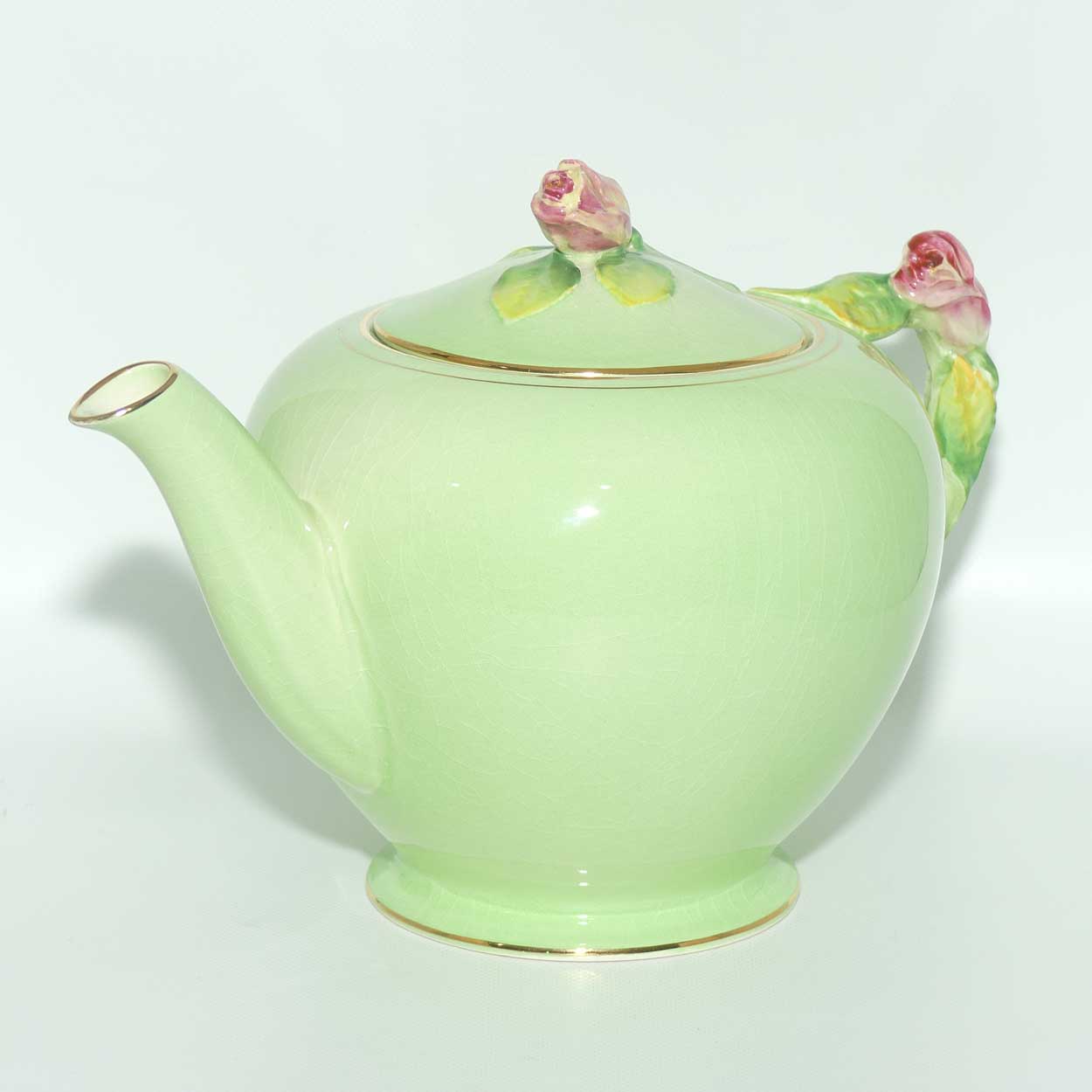 Royal Winton Rosebud teapot | Full size | Green Body