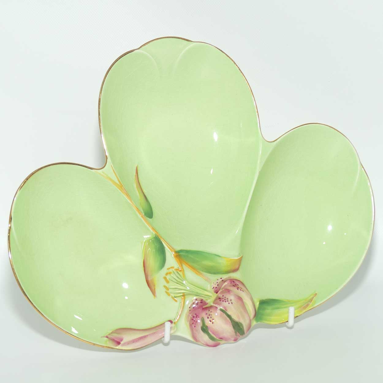 Royal Winton Tiger Lily three section tray | Green body