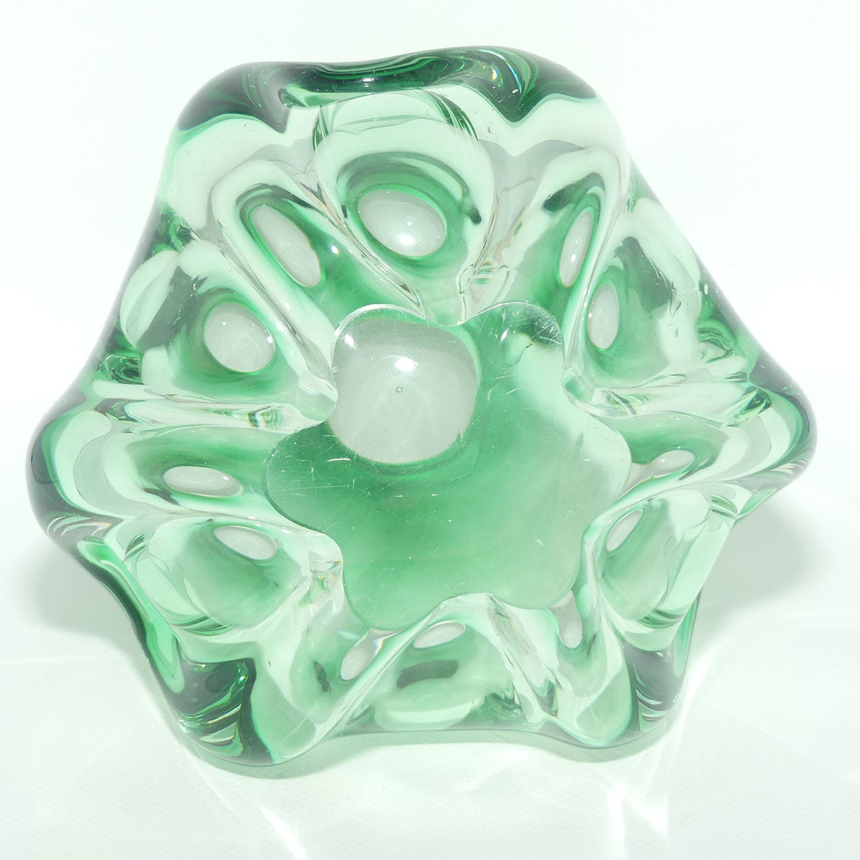Heavy form Sea Green Art Glass vase | possible Murano