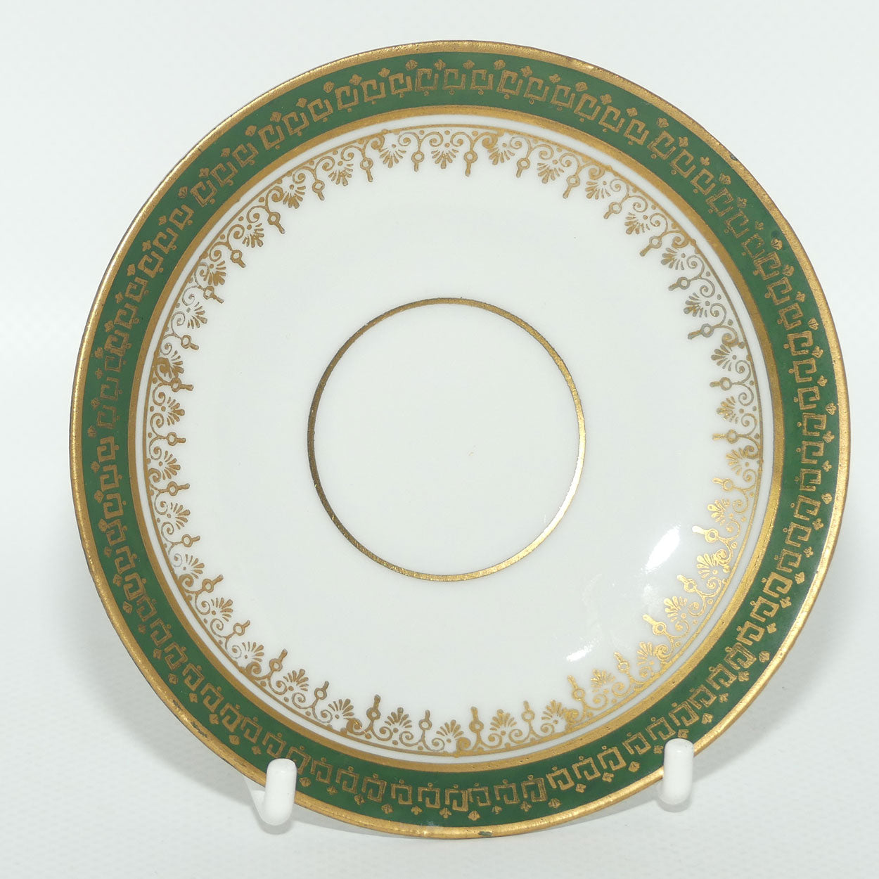 Fine demi tasse duo | Green trim with Gilt Overlay and Gilt Interior