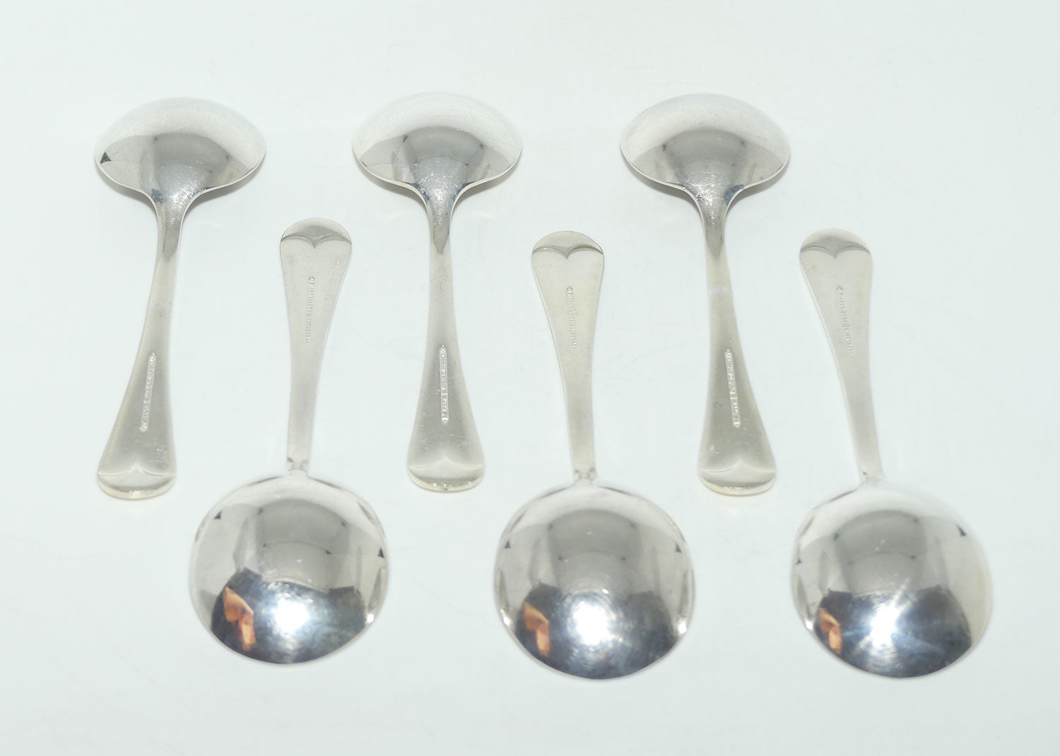 Set of 6 Grosvenor Plate | Silver Plated Old English Pattern soup spoons | 16.5cm