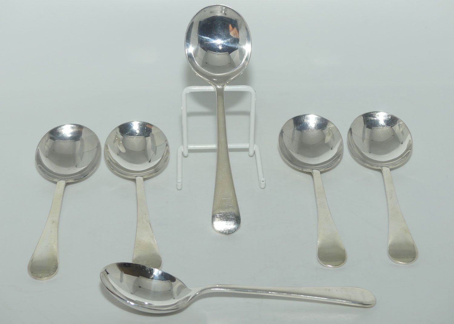 Set of 6 Grosvenor Plate | Silver Plated Old English Pattern soup spoons | 16.5cm