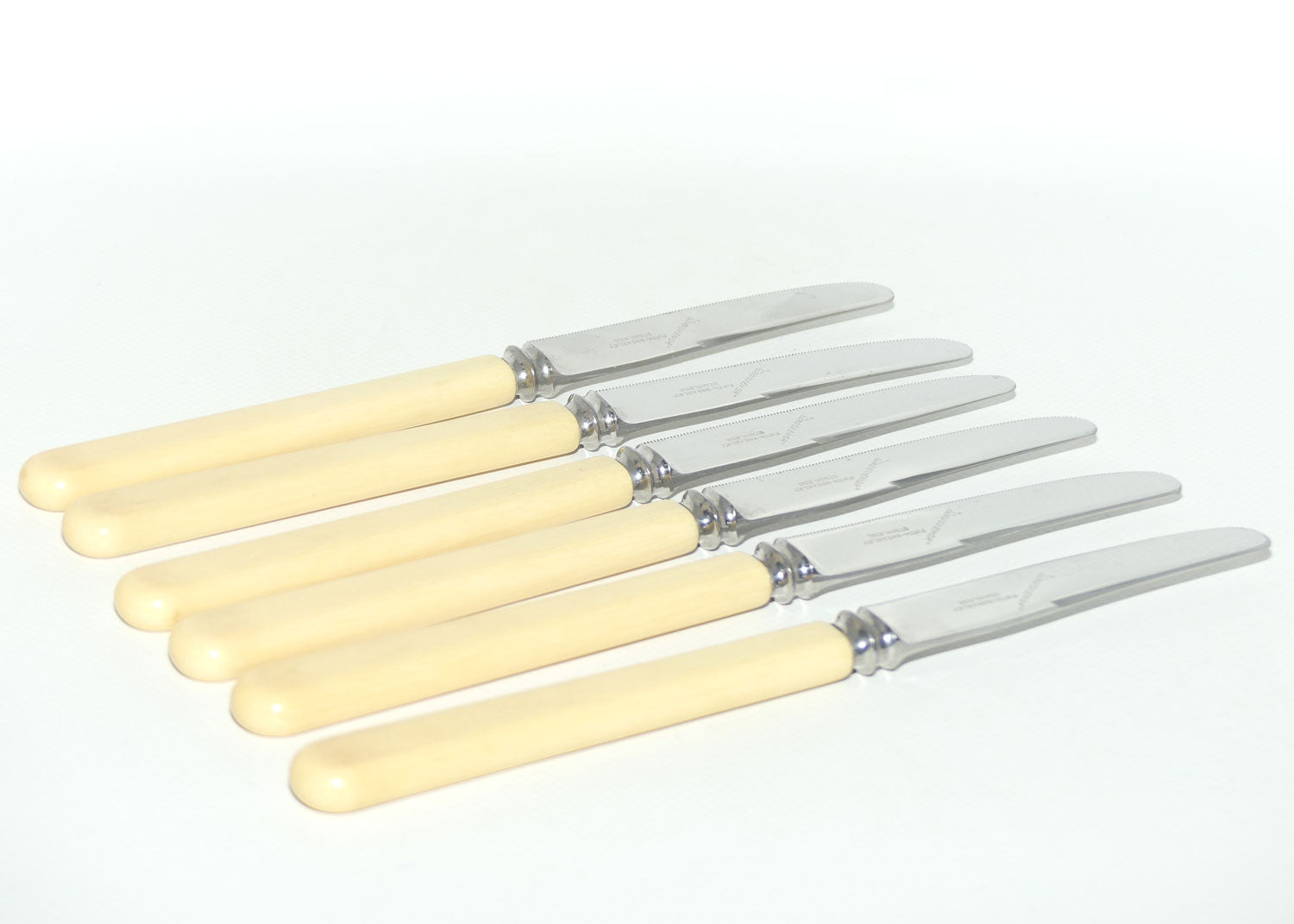 Set of 6 Grosvenor Firth Brierly Stainless | Faux Bone Handle Knives | Serated | 21cm