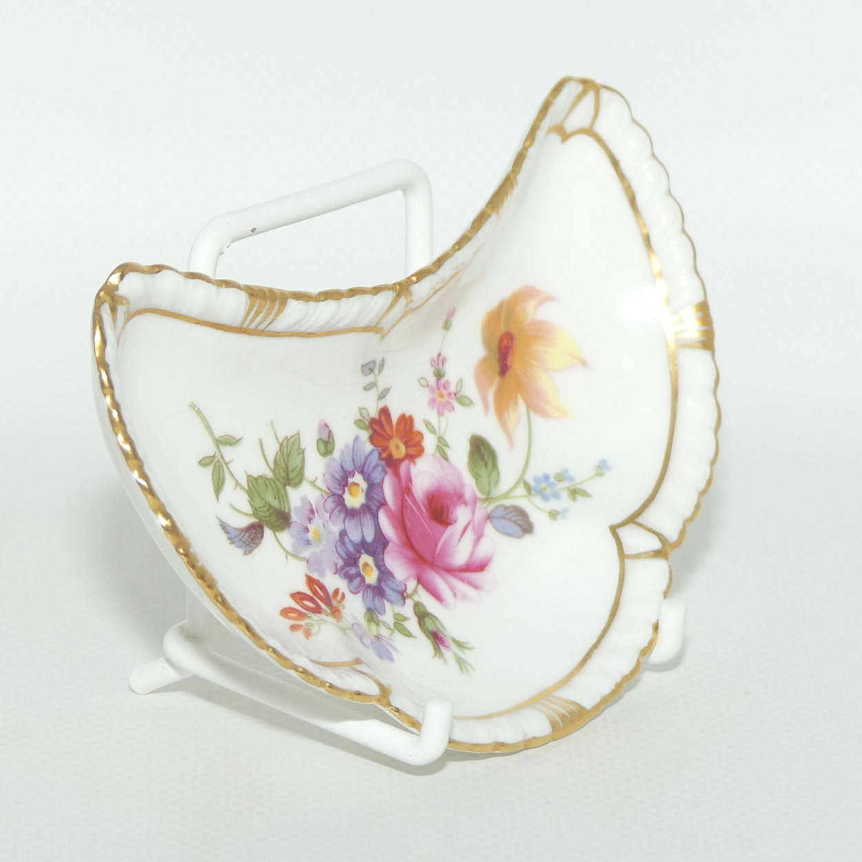 Royal Crown Derby Derby Posies crescent shape dish | figured edge