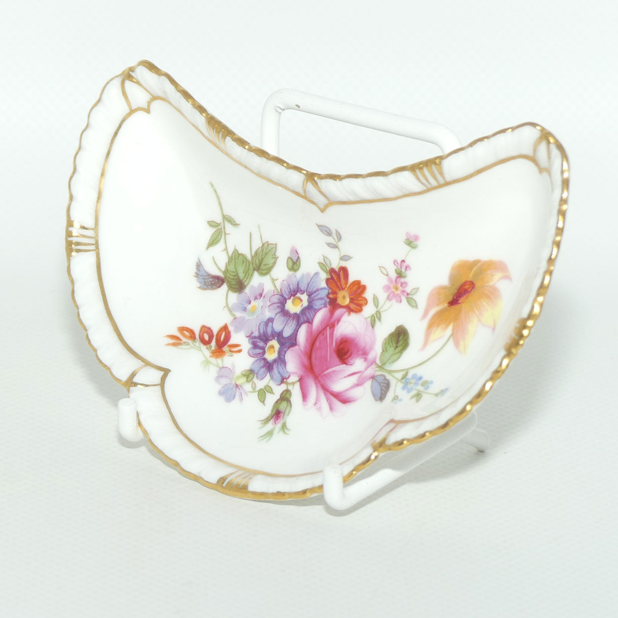 Royal Crown Derby Derby Posies crescent shape dish | figured edge