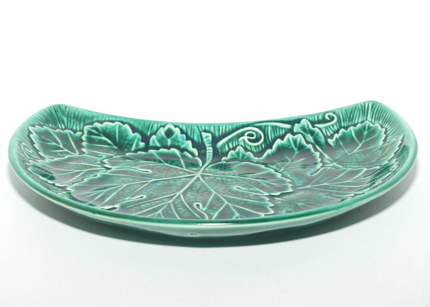 Wedgwood of Etruria Green Majolica crescent dish