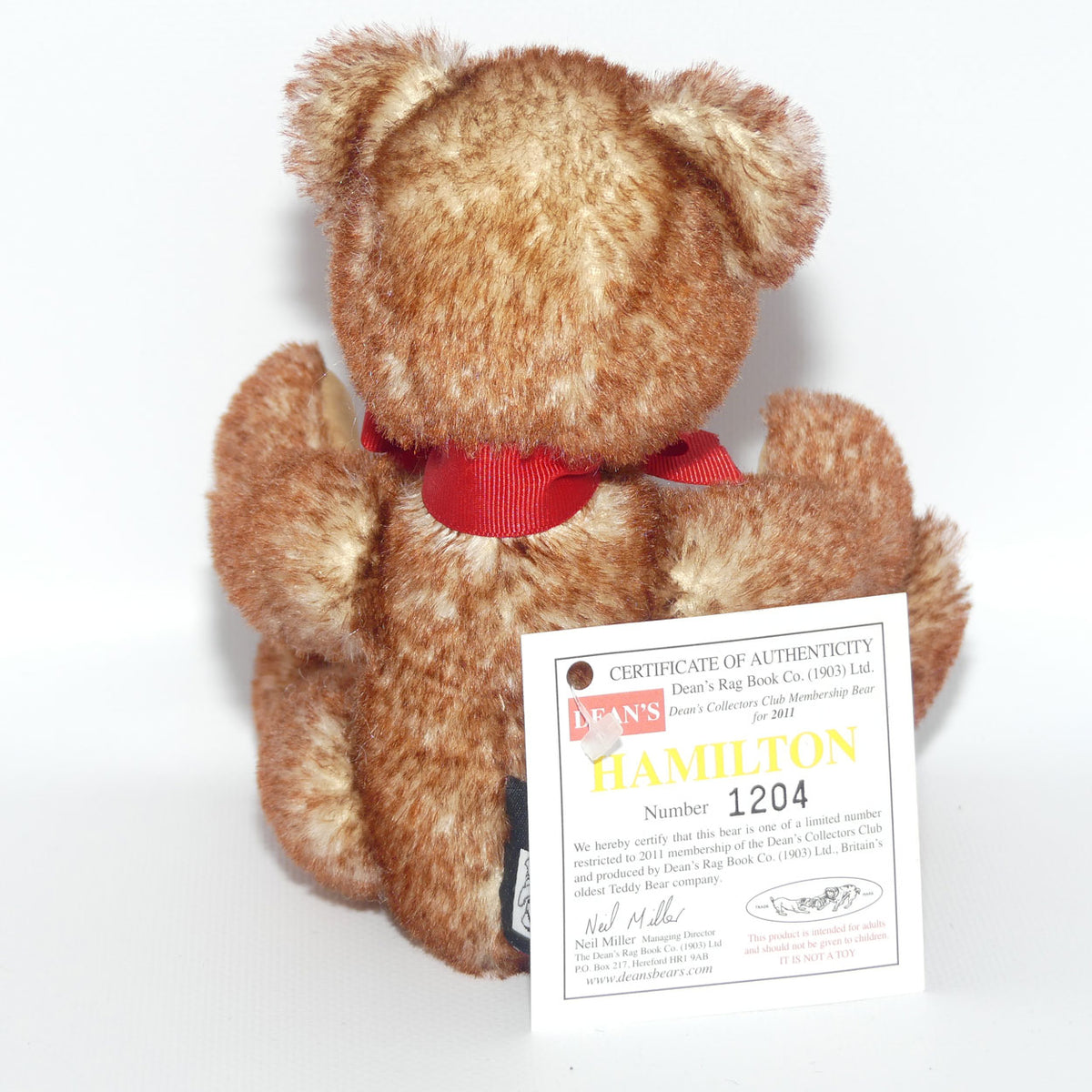 Dean's Rag Book Company Collectors Club Bear | Hamilton | LE #1204