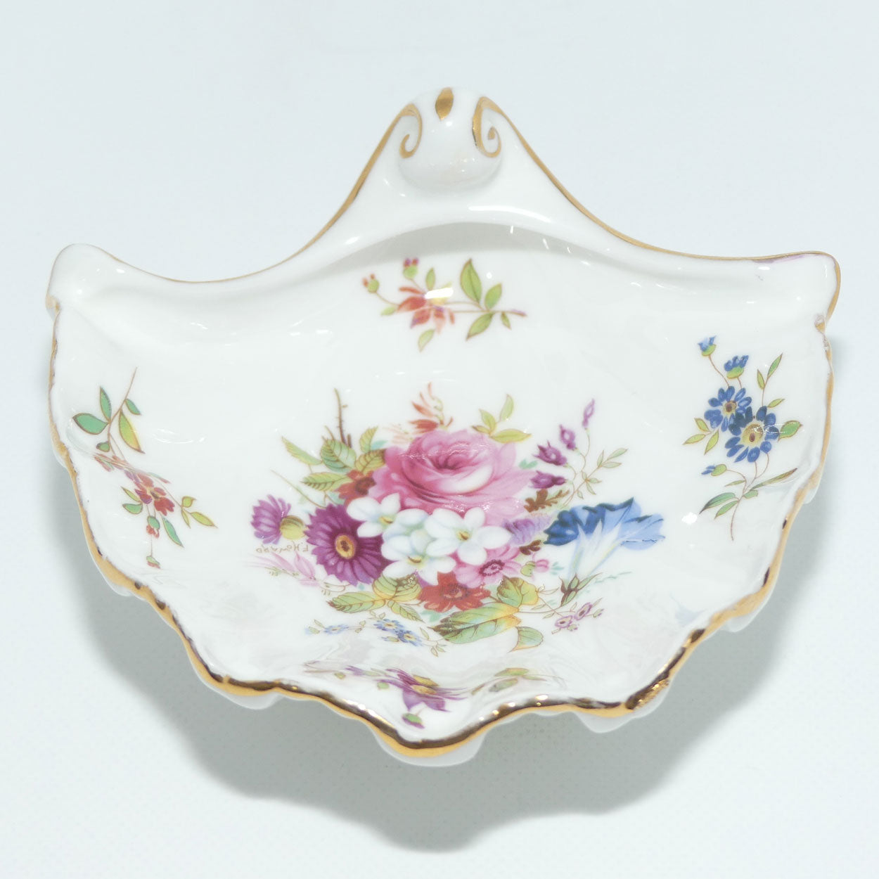 Hammersley Floral decor Shell shaped pin dish