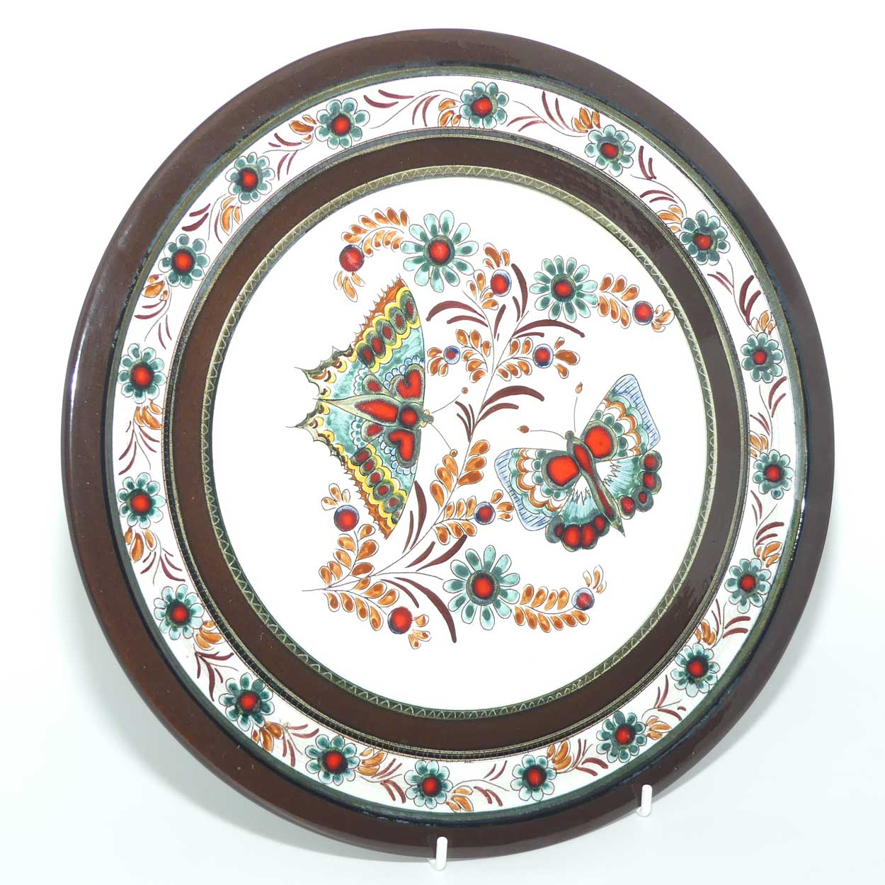 Gebruder Haas Handarbeit Liechtenstein mid century pottery plate | Butterflies design