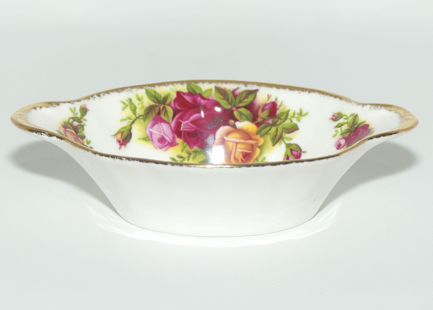 Royal Albert Bone China England Old Country Roses Handled Oval Bon Bon Dish | Early Stamp