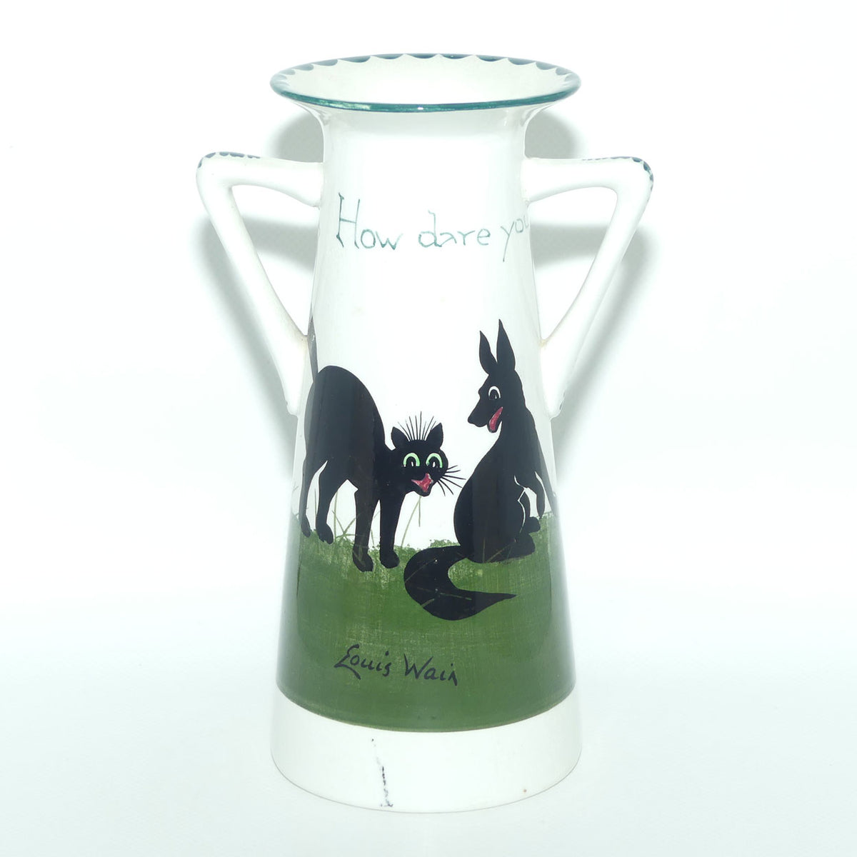 The Bristol Cat and Dog Pottery twin handled vase | decorated by Louis Wain