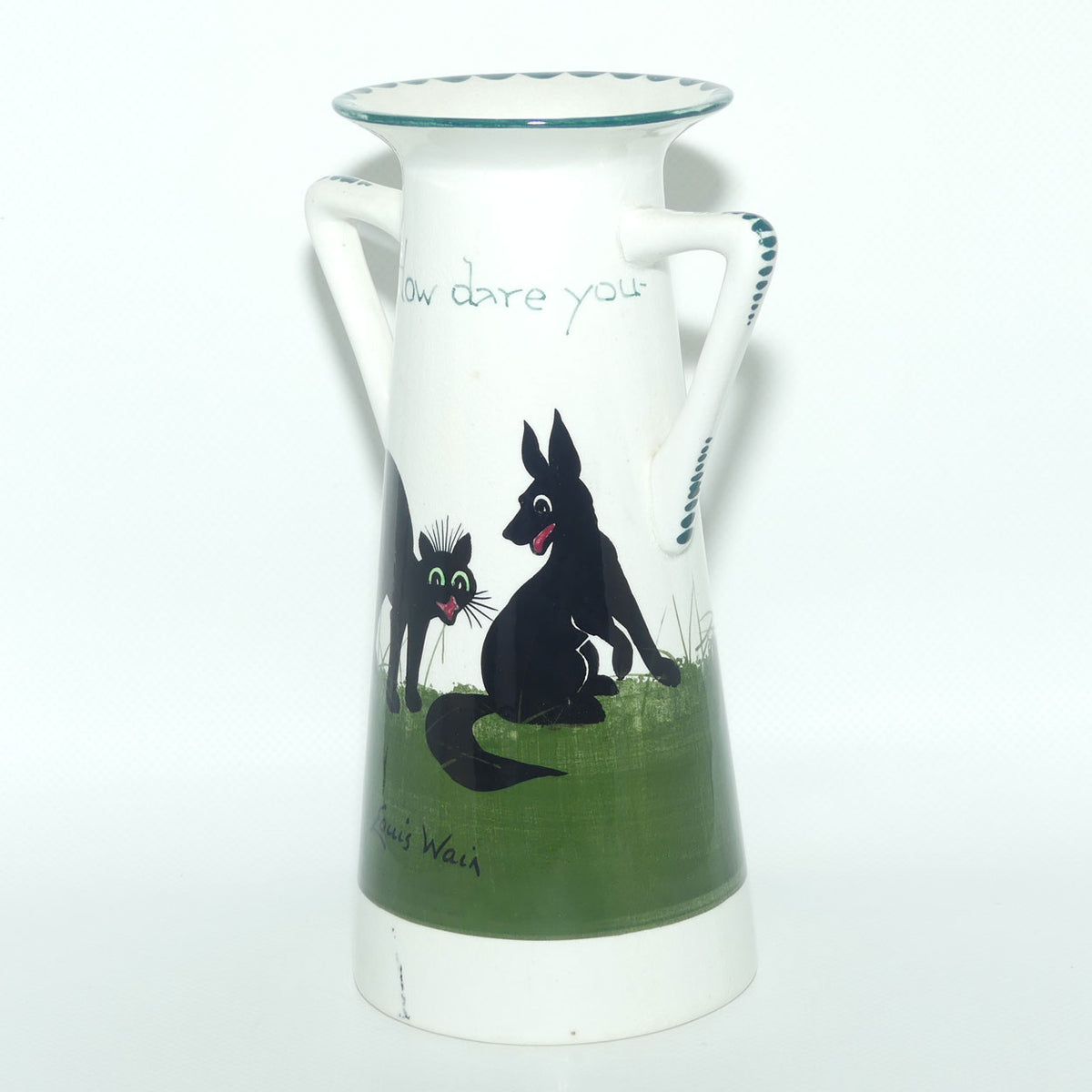 The Bristol Cat and Dog Pottery twin handled vase | decorated by Louis Wain