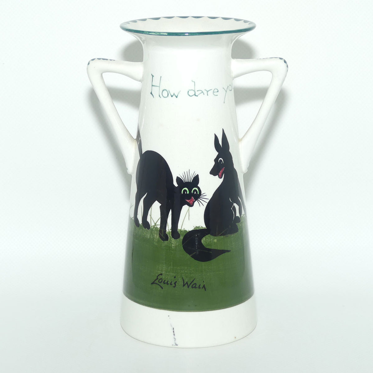 The Bristol Cat and Dog Pottery twin handled vase | decorated by Louis Wain