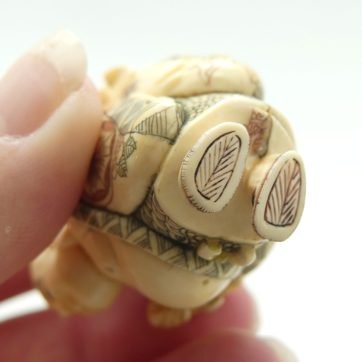 Japanese Carved Ivory Netsuke | Hotei with Sack | signed