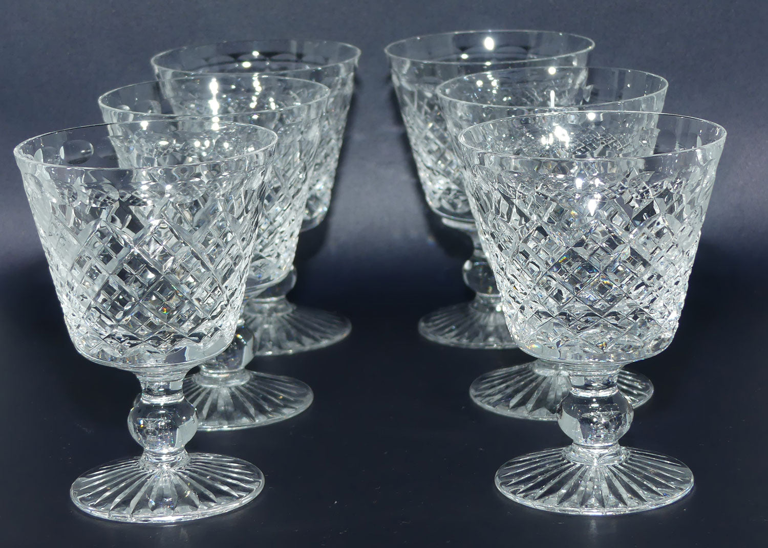 Stuart Crystal | Hardwicke pattern | Round stem | Set of 6 Wine Glasses