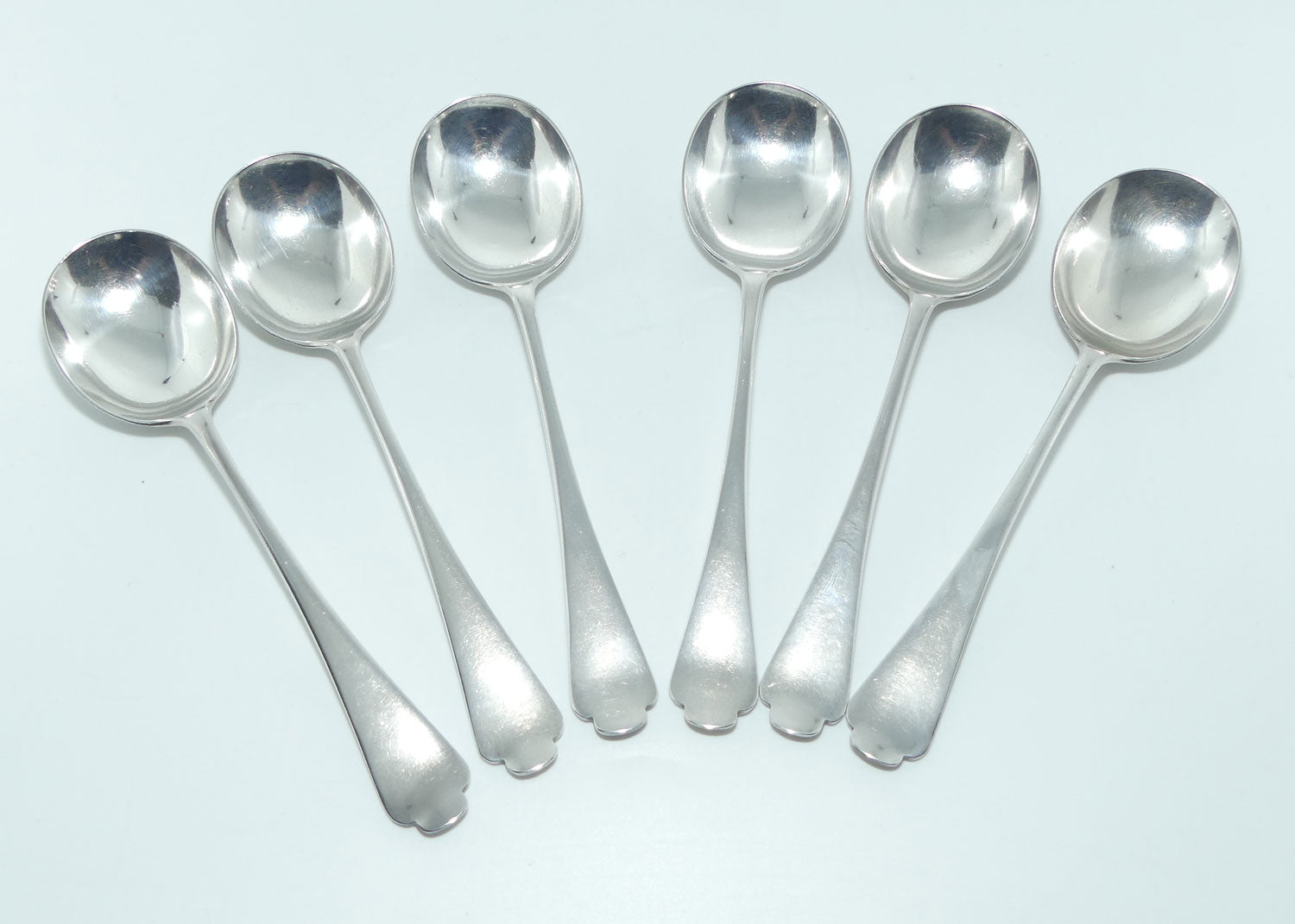Hardy Brothers Silver Plate | set of 6 Soup Spoons | boxed