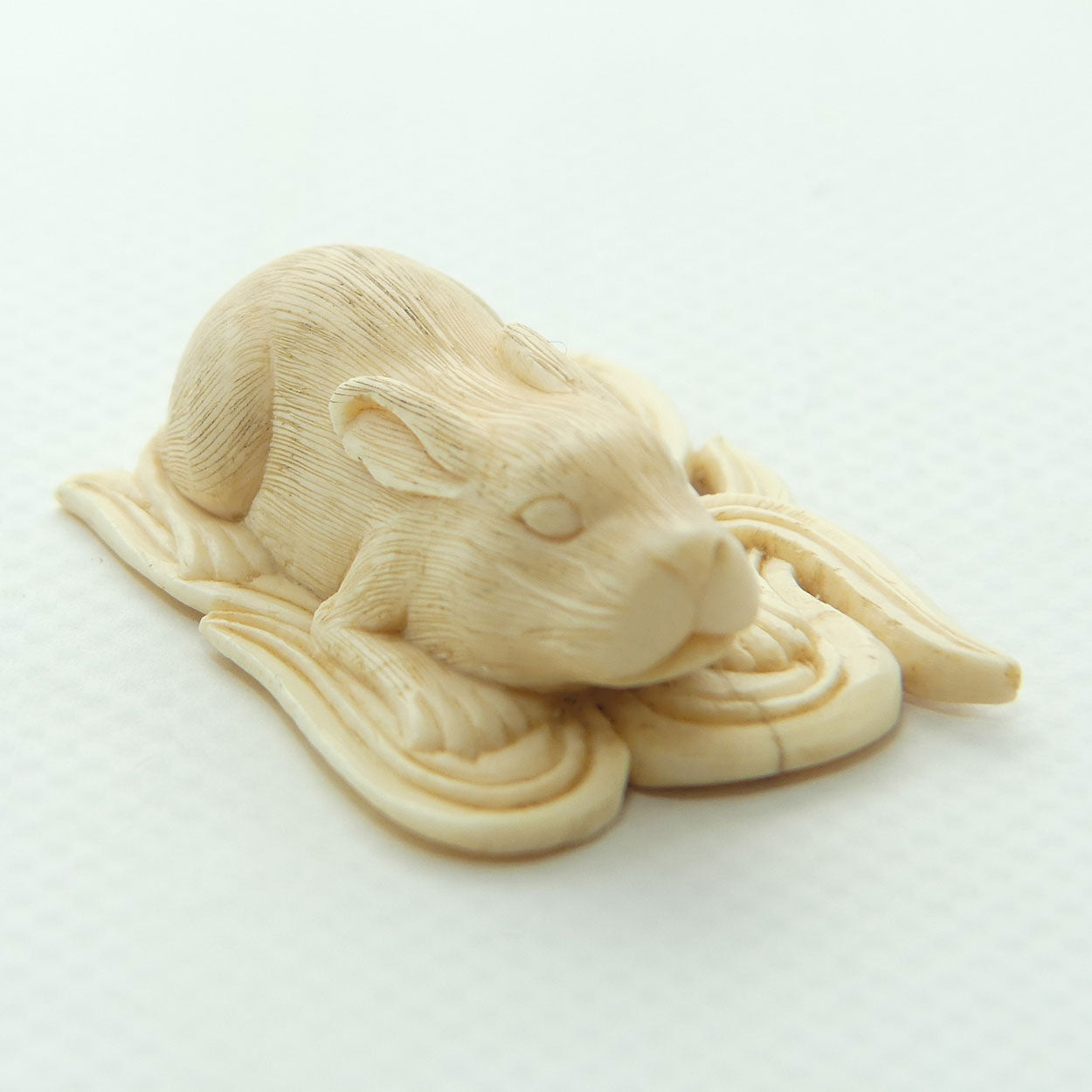 Japanese Carved Ivory miniature Okimono | Rabbit Resting