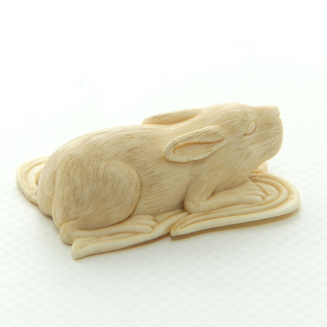 Japanese Carved Ivory miniature Okimono | Rabbit Resting