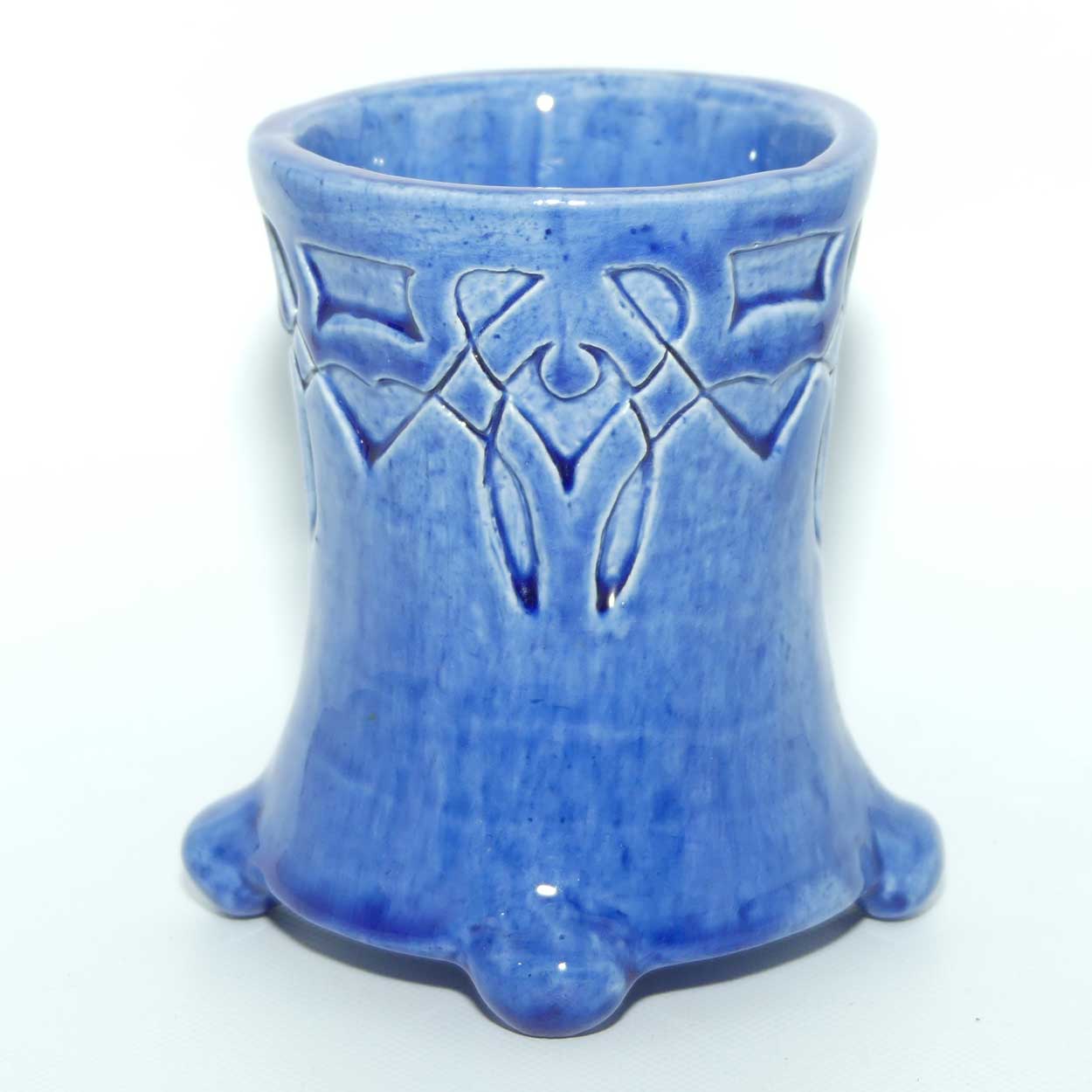 Australian Pottery | Harvey School Pottery Blue incised exercise vase signed AN 1937