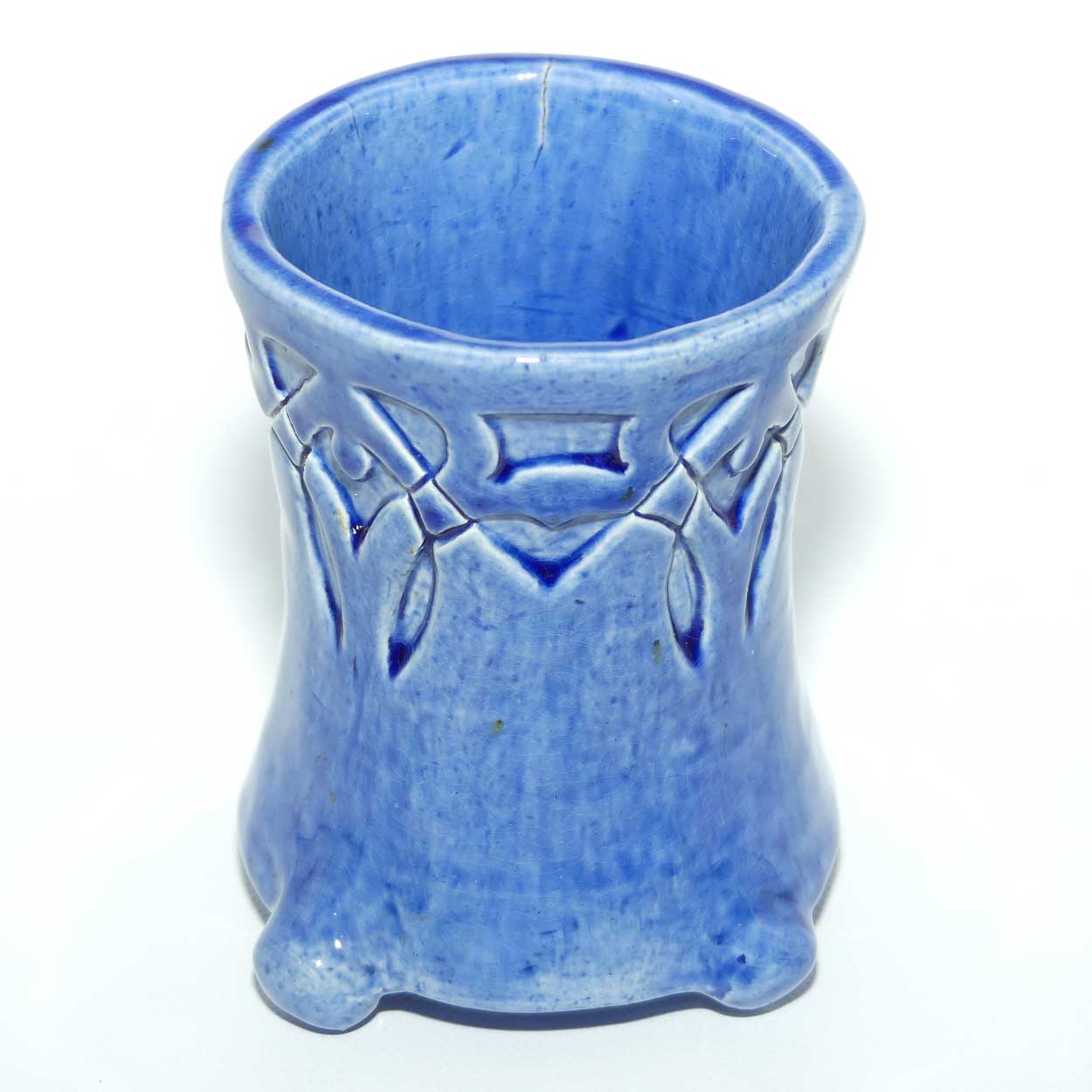 Australian Pottery | Harvey School Pottery Blue incised exercise vase signed AN 1937