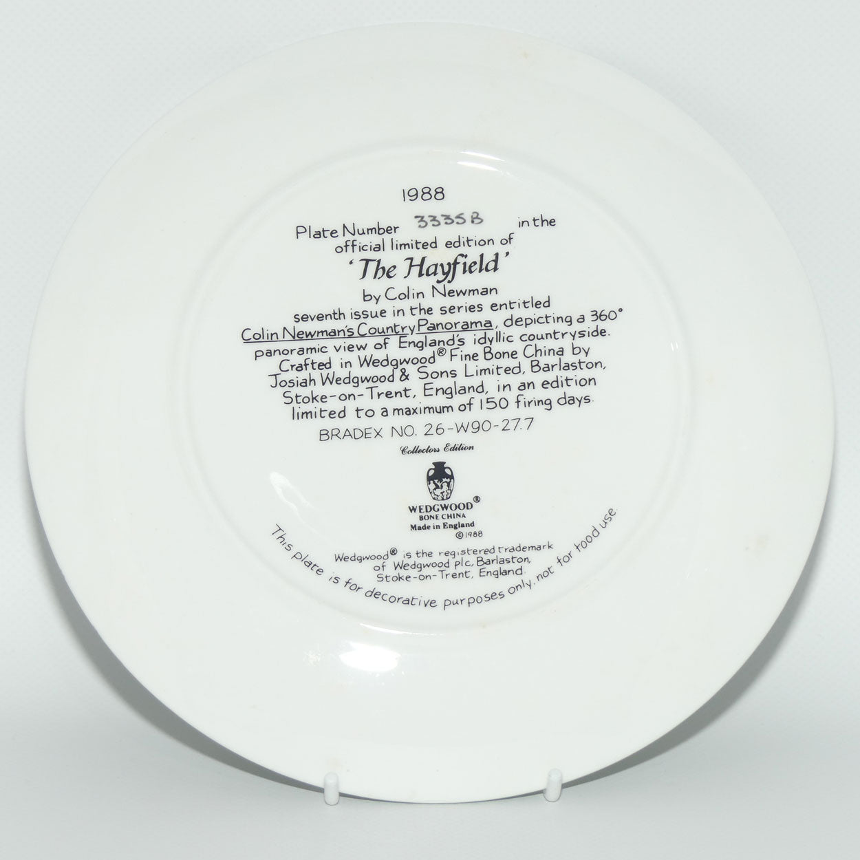 Wedgwood Colin Newman's Country Panorama plate #7 | Bradex 26 W90 27.7 | The Hayfield