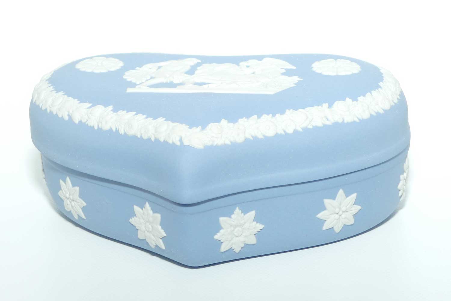 Wedgwood Jasper | White on Pale Blue | Large Heart trinket | Aurora and Tithonos | #2