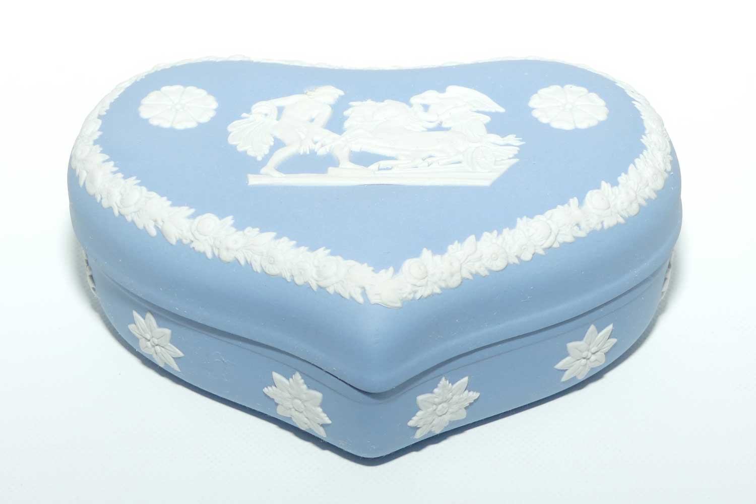 Wedgwood Jasper | White on Pale Blue | Large Heart trinket | Aurora and Tithonos | #2