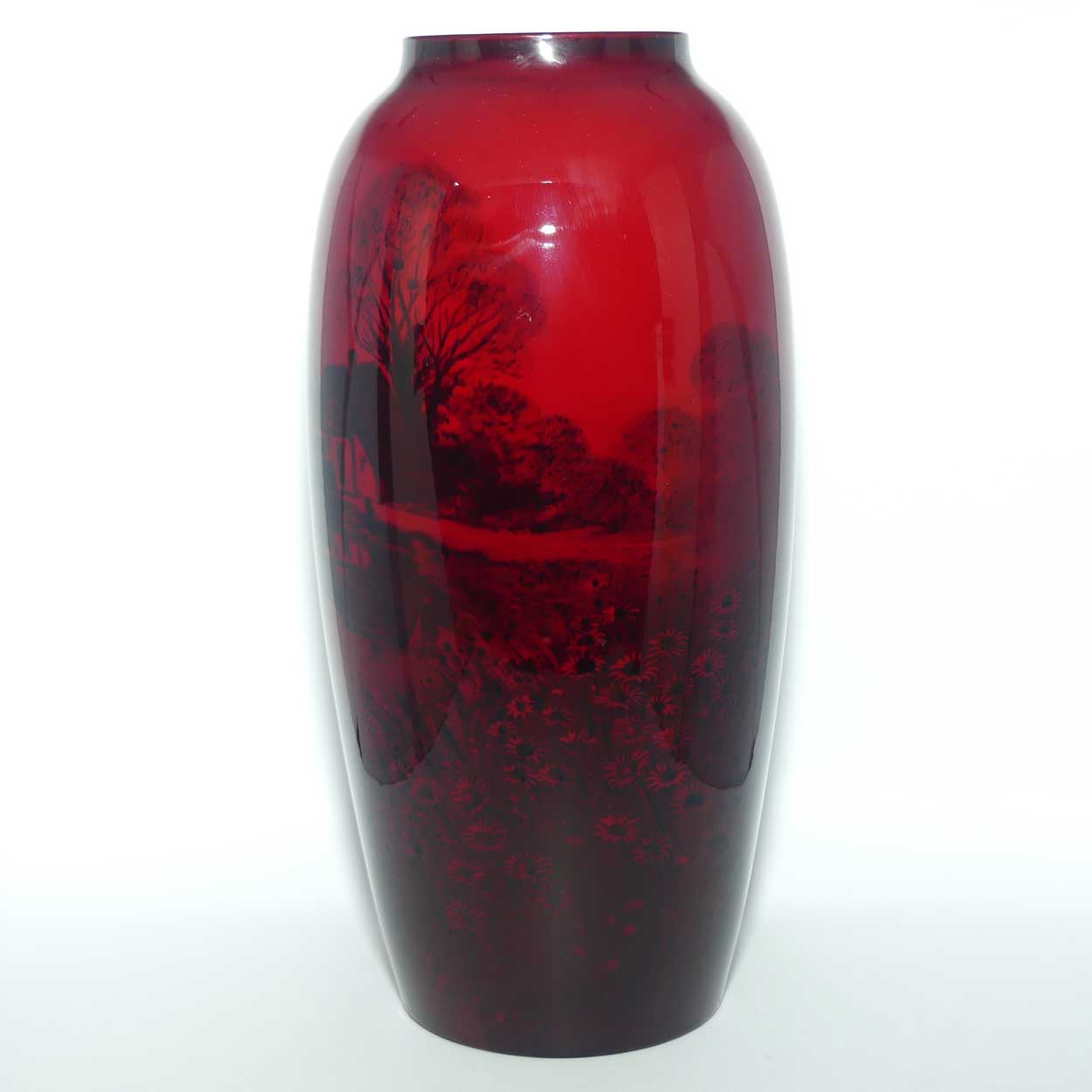 Royal Doulton Flambe Farmhouse and Flowers vase