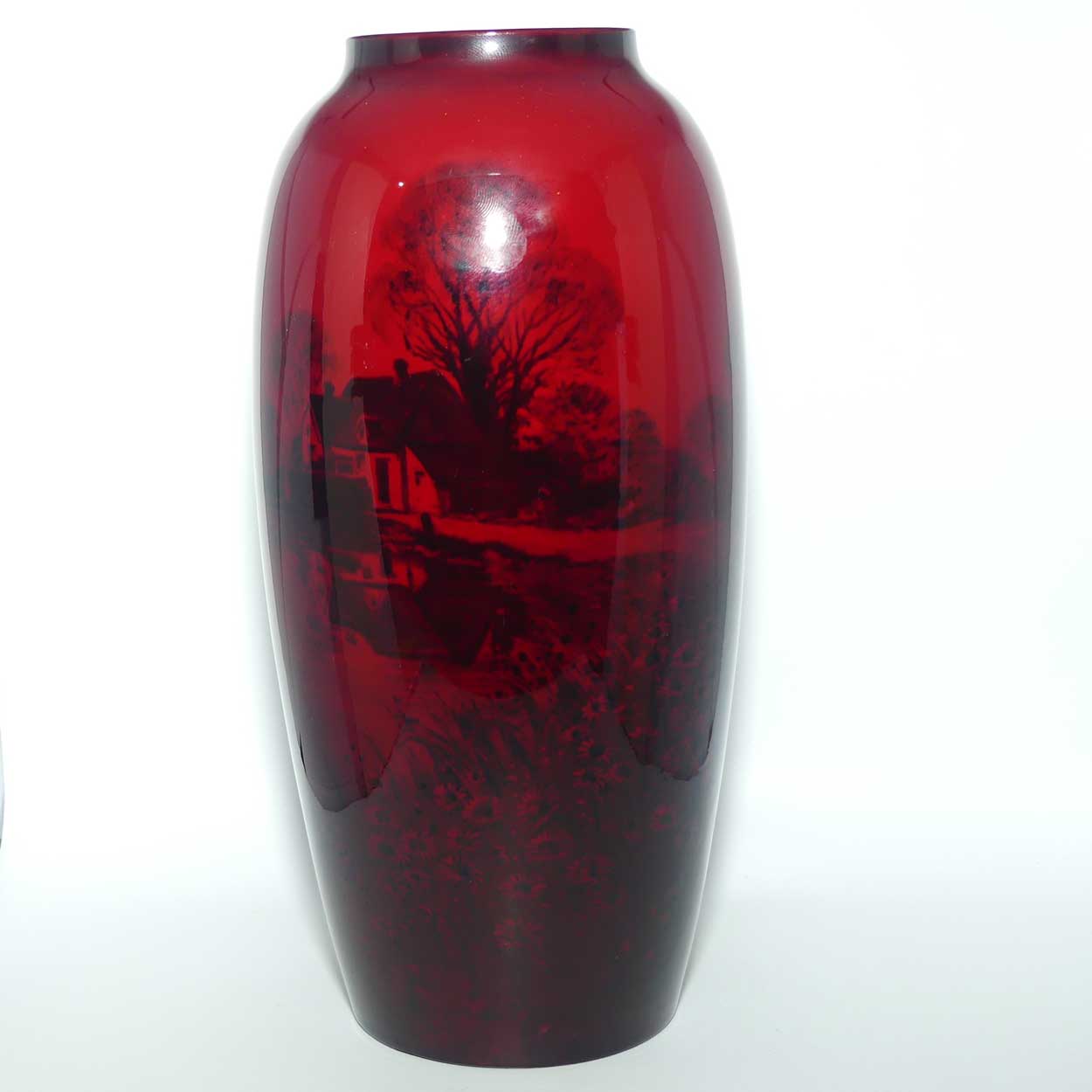 Royal Doulton Flambe Farmhouse and Flowers vase