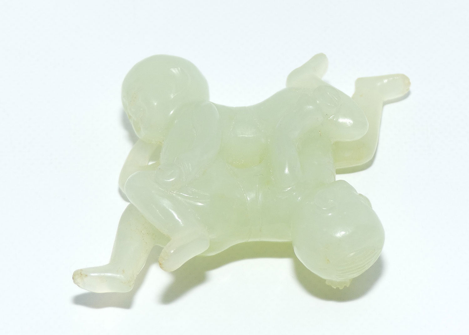 Mid 20th Century Chinese Nephrite Green Jade Liangyi Sheng Sixiang figure