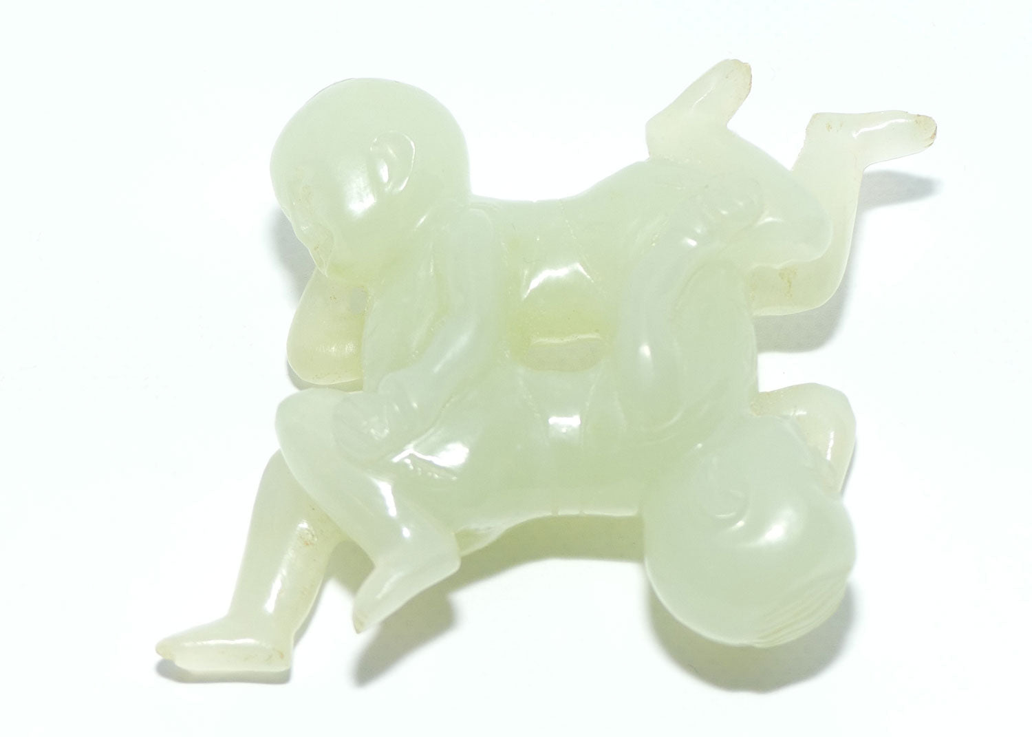 Mid 20th Century Chinese Nephrite Green Jade Liangyi Sheng Sixiang figure