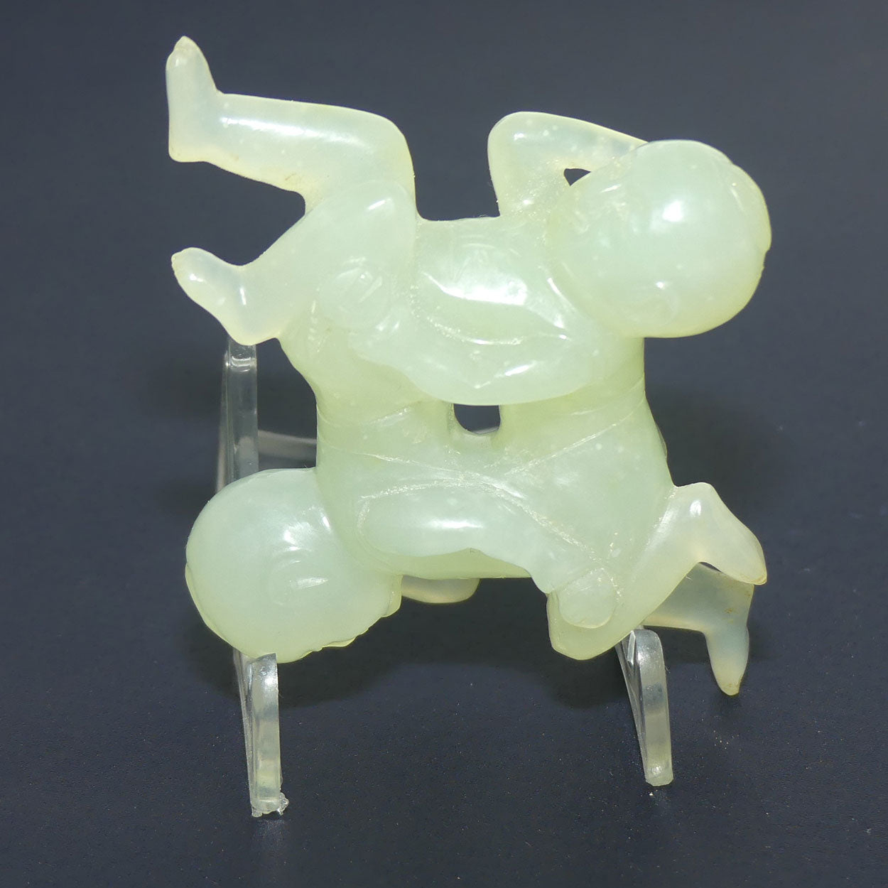 Mid 20th Century Chinese Nephrite Green Jade Liangyi Sheng Sixiang figure