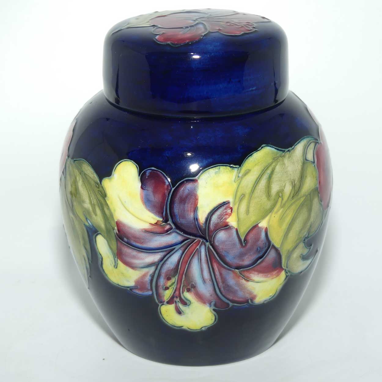 Walter Moorcroft Hibiscus (Blue) ginger jar #1