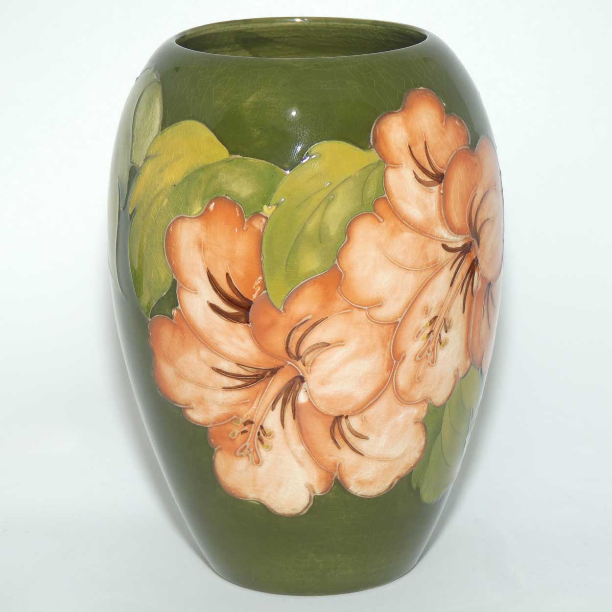 Walter Moorcroft Coral Hibiscus 102/7 vase | Old Moorcroft Pottery