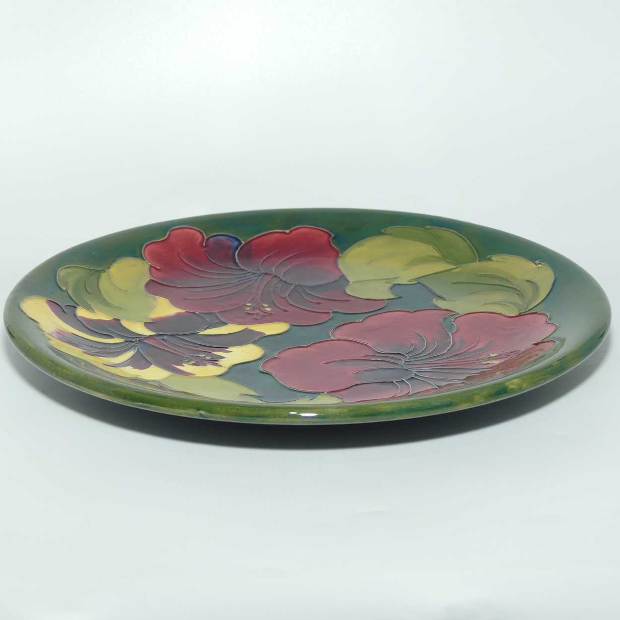 Walter Moorcroft Hibiscus (Green) plate | 26cm | #2